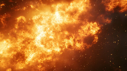 Naklejka premium Fiery Abstract Background - Blazing Orange and Yellow Flames with Sparks