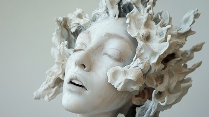 Abstract White Sculpture of a Woman's Face