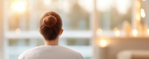 A serene moment captured, showcasing a person in contemplation with warm sunlight filtering through the window.