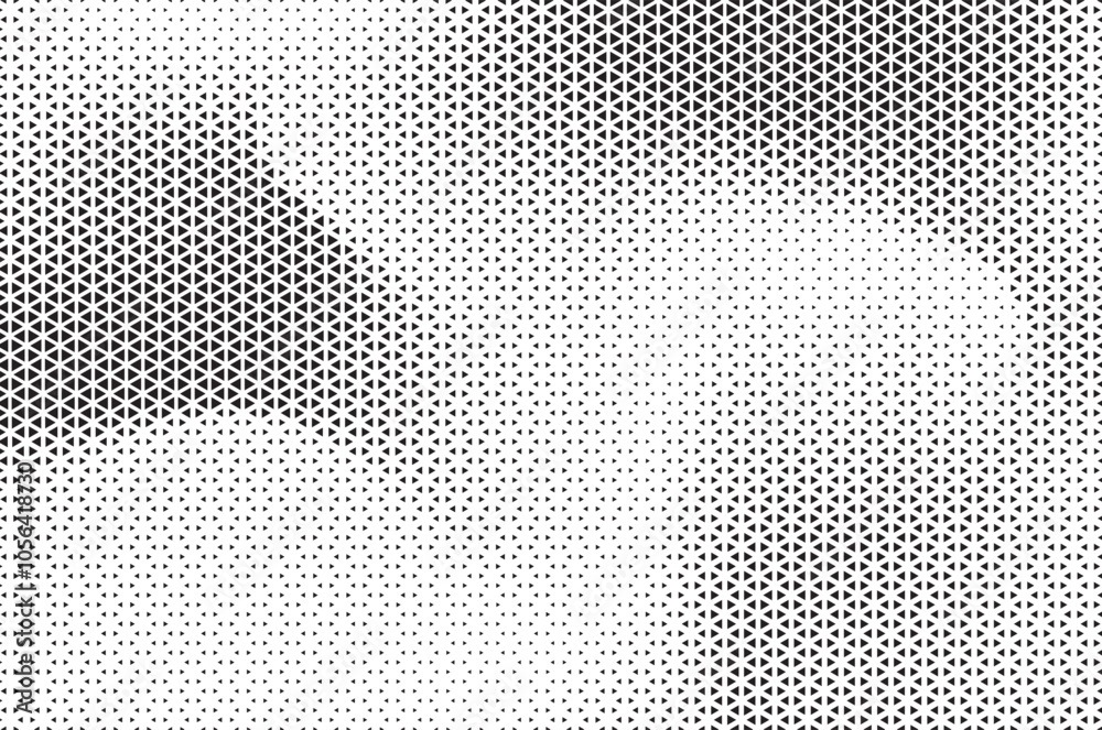 Aufkleber Black and White Triangle Dots Background. Halftone Effect Gradient Backdrop. Grunge Halftone Background with dots