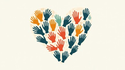 Colorful Heart Shaped Hands Symbolizing Support for Donation