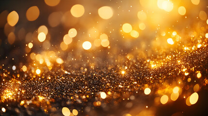 Golden Glitter Abstract Background With Bokeh
