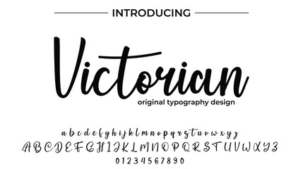 Victorian Font Stylish brush painted an uppercase vector letters, alphabet, typeface