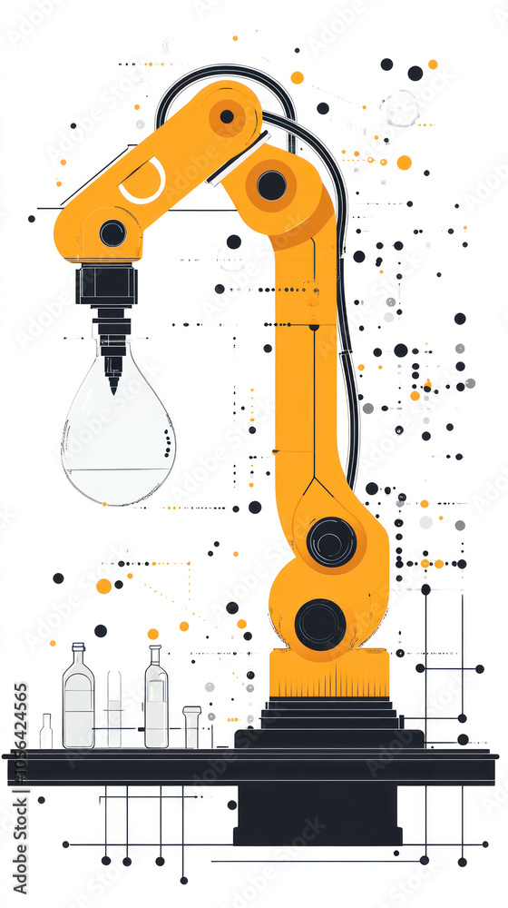 Poster a robot is shown with a light bulb in its mouth. the robot is orange and yellow. the robot is in a f