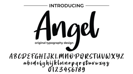 Angel Font Stylish brush painted an uppercase vector letters, alphabet, typeface