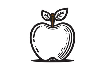 Apple icon. Silhouette vector illustration. The fruit is a symbol of nature and health.