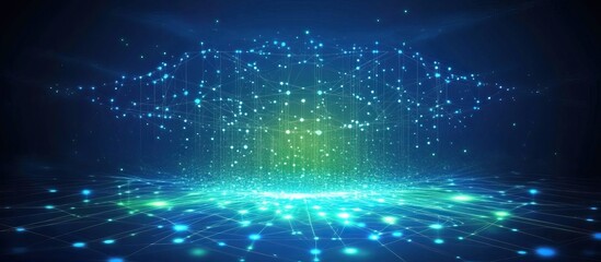 Obraz premium Abstract Digital Network, Connecting Lines, and Glowing Lights