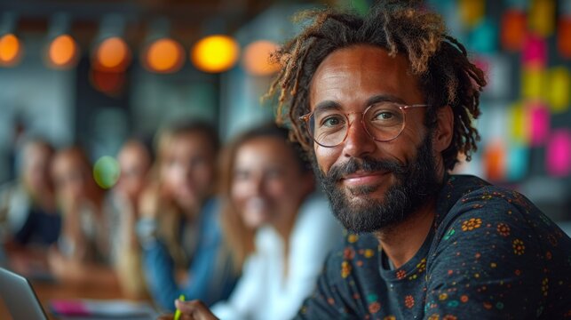 Tech Entrepreneurs Brainstorming Startup in Modern Office