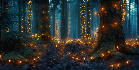 Fototapeta premium Beautiful Forest Christmas Lights