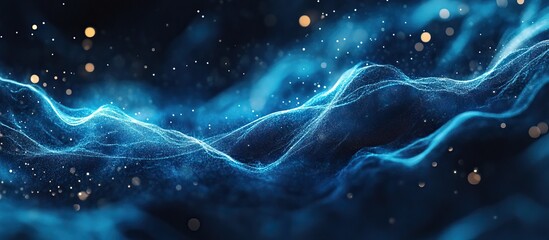 Fototapeta premium Abstract Blue Waves with Glittering Dust