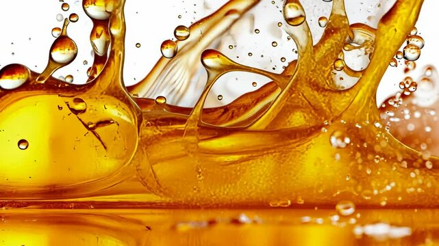 Cooking oil splashing with oil drop isolated on white background Video