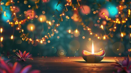 Joyful Diwali Offers: Template Design Featuring Discounts, Fireworks, and Decorative Lighting