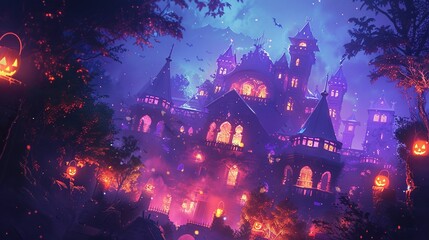 Hauntingly Beautiful: Halloween Background Illustration for Seasonal Celebrations
