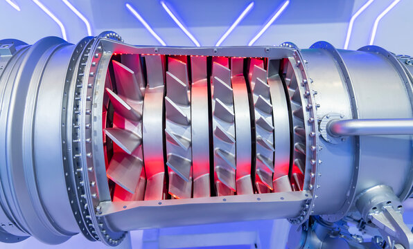 Jet engine, internal structure with hydraulic,  aircraft and aerospace industry