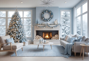 fireplace with christmas decorations
