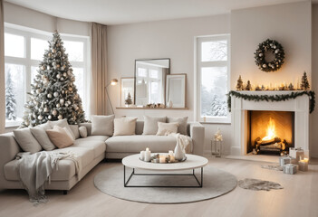 Fototapeta premium living room with fireplace