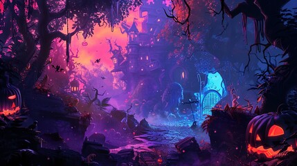 Festive Frights: Conceptual Illustration for a Halloween Holiday Event Background