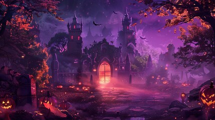 Whimsical Halloween Vibes: Background Concept Illustration for Holiday Events