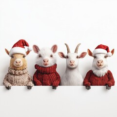 Festive Animals in Holiday Sweaters and Hats
