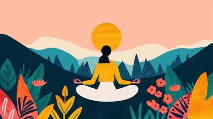 Serene Meditation in Vibrant Nature Background