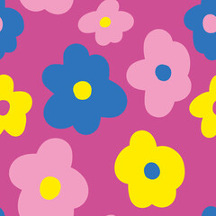 Vibrant Bold Floral Seamless Pattern. Colorful Botanical Design for Textiles and Prints