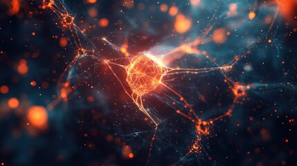 Abstract glowing network with a central node, depicting connectivity and communication.