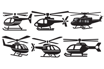 Helicopter of silhouette on a white background. Vector illustration.