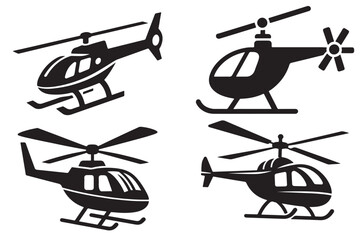 Helicopter of silhouette on a white background. Vector illustration.