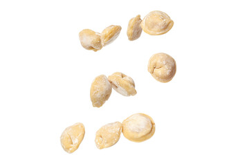 PNG, Raw dumplings in flour , isolated on white background