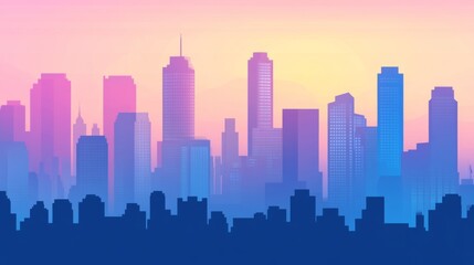 Fototapeta premium Gentle Morning Cityscape with Gradient Tones