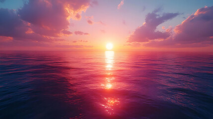 Pink Sunset Over the Ocean - Realistic Background Image
