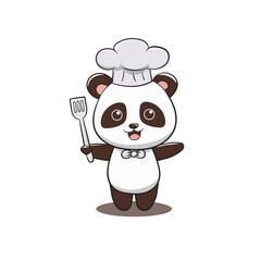 panda chef mascot vector logo, isolated on white background