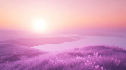 Obraz premium Serene Landscape with Soft Gradient Tones at Sunrise