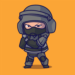 Kawai chibi soldier characters cute vector icons