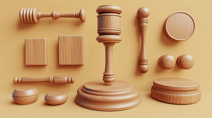 Bankruptcy law illustrated through a wooden gavel and related items, emphasizing legal authority