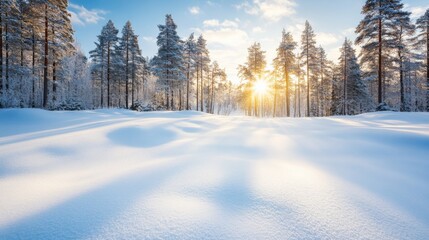 Serene Winter Landscape with Gentle Sunlight