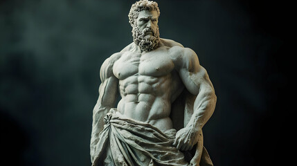 Muscular Stone Statue 3D Illustration
