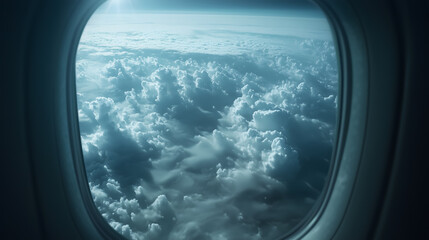 Fototapeta premium View from Airplane Window of Serene Cloudscape