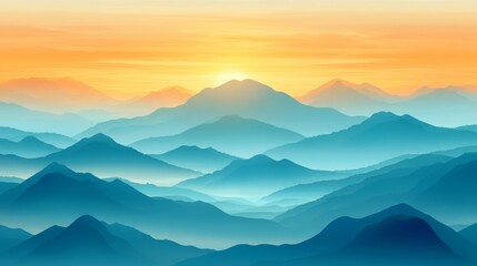 Obraz premium Soft Focus Sunrise Over Mountain Ranges