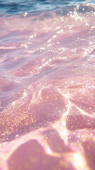Dreamy Macro Shot of Sparkling Pink Water with Gold Glitter &ndash; High-Definition, Pastel Aesthetic for Wallpaper and Background