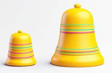 yellow 3d colored bell on white background.