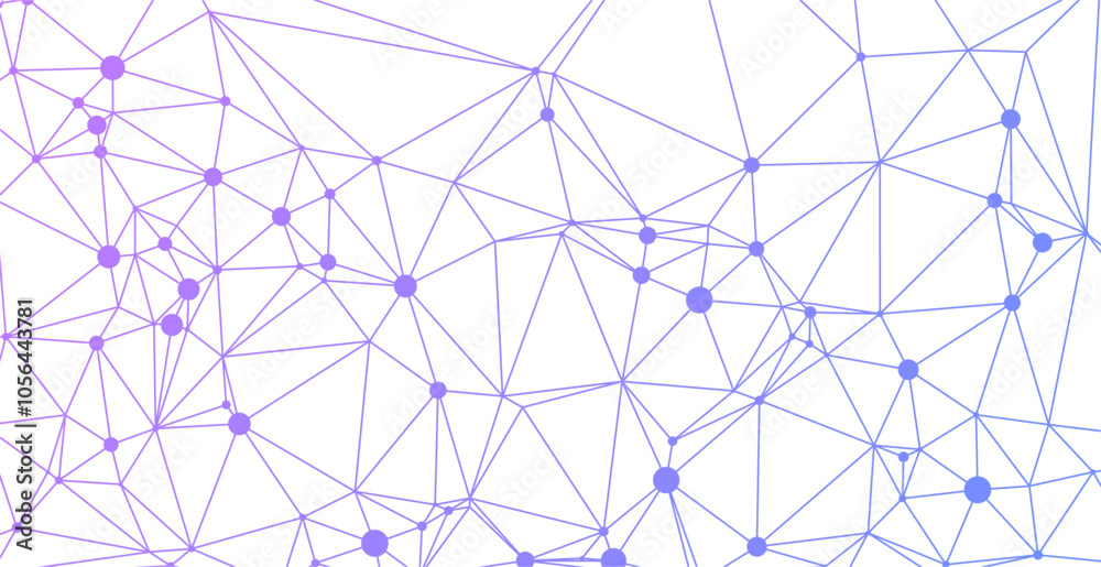 Poster Abstract geometric pattern with purple lines and circles on a white background.