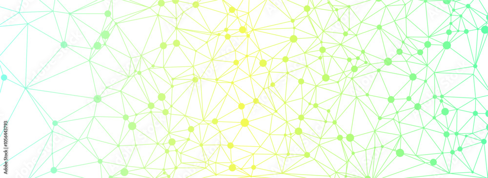 Poster abstract geometric pattern with connected dots in green and yellow colors.