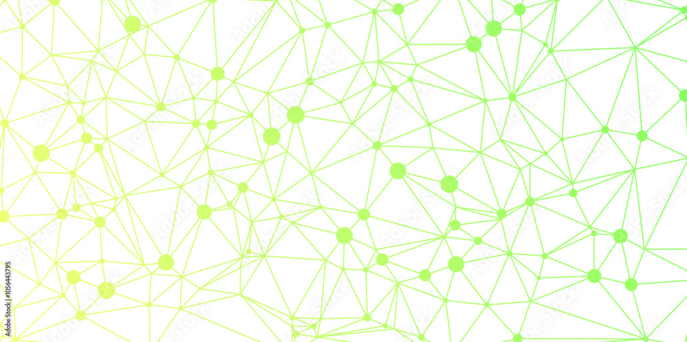 Poster Abstract green and white geometric pattern with connected dots.