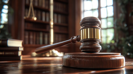 Navigating the legal system with the symbolic presence of a gavel and law books in view