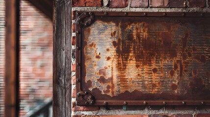 Old rusty zinc wall panels with rusty texture as a background. Vintage retro interior design concept. Rusty zinc sheets. Place to add text and design. Photo of rotten zinc surface. Iron sheets.