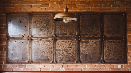 Old rusty zinc wall panels with rusty texture as a background. Vintage retro interior design concept. Rusty zinc sheets. Place to add text and design. Photo of rotten zinc surface. Iron sheets.