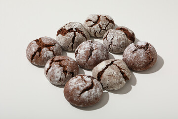 Appetizing Grinkle cookies on a light background.