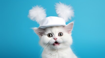 Obraz premium white cat with blue eyes