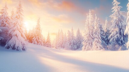 Fototapeta premium Vibrant Winter Scene with Bright Snow and Crisp Colors